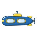 Submarine retro icon, cartoon style