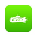 Submarine retro icon green vector