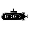 Submarine retro icon, simple black style