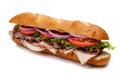 Submarine sandwich on a white background