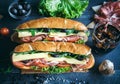 Submarine sandwiches served Royalty Free Stock Photo