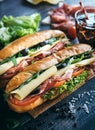 Submarine sandwiches served Royalty Free Stock Photo
