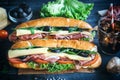 Submarine sandwiches served Royalty Free Stock Photo