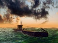 Submarine on sea surface Royalty Free Stock Photo