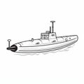 Bold Line Art Submarine On White Background Royalty Free Stock Photo