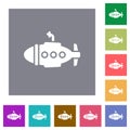 Submarine solid square flat icons