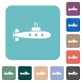 Submarine solid rounded square flat icons Royalty Free Stock Photo