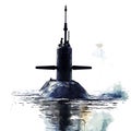 Submarine Surface A Dramatic Artistic Depiction of a Nuclear Submarine Emerging from the Ocean Royalty Free Stock Photo