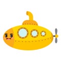 Submarine transportation cartoon character side view vector illustration Royalty Free Stock Photo