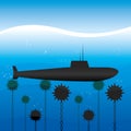 Submarine under water. Royalty Free Stock Photo