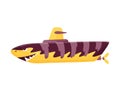 Submarine undersea. Shark design. Cute cartoon yellow submarine. Bathyscaphe underwater ship. Diving exploring at the