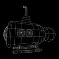 Submarine underwater boat wireframe.