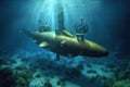 submarine using advanced sonar technology underwater