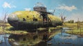 Submarine In Wetland: A Captivating Acrylic Painting