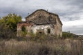 Submerged abandoned church in Ogosta dam, Bulgaria. Amazing sky and interesting ruins on church Sveto Vaznesenie