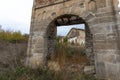 Submerged abandoned church in Ogosta dam, Bulgaria. Amazing sky and interesting ruins on church Sveto Vaznesenie