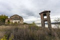 Submerged abandoned church in Ogosta dam, Bulgaria. Amazing sky and interesting ruins on church Sveto Vaznesenie