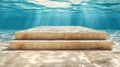 Submerged Beige Stone Steps in a Clear Blue Pool Under Sunlight Royalty Free Stock Photo