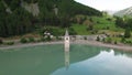 Submerged bell Tower of Curon at Graun im Vinschgau on Lake Reschen