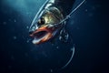 Submerged Fishing hook underwater. Generate Ai Royalty Free Stock Photo