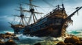 Submerged History A Dive to the Sunken Tall Ship Royalty Free Stock Photo