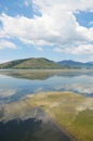 Submerged pier in lake