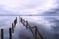 Submerged pier on a winter day