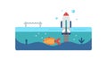Submerged Rocket & Fish: Aquatic Space Exploration, vector design Generative AI Royalty Free Stock Photo
