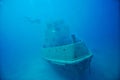 Submerged ship under water