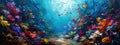 Submerged textures: the underwater world through impasto. the depth and richness of marine life with bold and textured