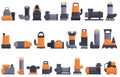 Submersible pump icons set cartoon vector. Water motor