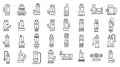 Submersible pump icons set outline vector. Motor machine