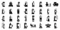 Submersible pump icons set simple vector. Motor machine