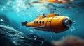 yellow submarine exploring the deep ocean Royalty Free Stock Photo