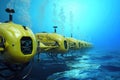 Submersibles exploring deep ocean environments during a daytime expedition Royalty Free Stock Photo