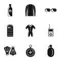 Submersion icons set, simple style