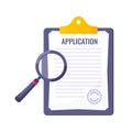 Submit application document form flat style design icon sign vector illustration.