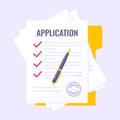 Submit application document form flat style design icon sign vector illustration Royalty Free Stock Photo