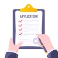 Submit application document form flat style design icon sign vector illustration. Royalty Free Stock Photo