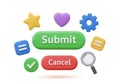 Submit and cancel options with icons Royalty Free Stock Photo