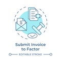 Submit invoice to factor soft blue concept icon Royalty Free Stock Photo