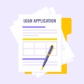 Submit loan application document form flat style design icon sign vector illustration. Royalty Free Stock Photo