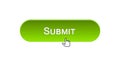 Submit web interface button clicked with mouse cursor, green color, online