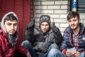 Iraqi refugees, young men, hopeful and smiling, waiting to cross the Serbia-Hungary border at Subotica Serbia bus station