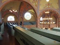 Subotica, Serbia, September 12, 2021 Benches, rows, seats and chairs in the synagogue. Internal interior. Jewish