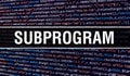 Subprogram concept with Random Parts of Program Code. Subprogram with Programming code abstract technology background of software