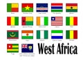 Subregion of Africa, State of West Africa , vector flags Royalty Free Stock Photo