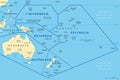 Subregions of Oceania, geoscheme with regions in the Pacific, political map Royalty Free Stock Photo