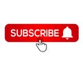 Subscribe, bell button and hand cursor