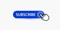 Subscribe, blue button template for potential subscribers, blue pointer and reminder for web resource, subscription Royalty Free Stock Photo